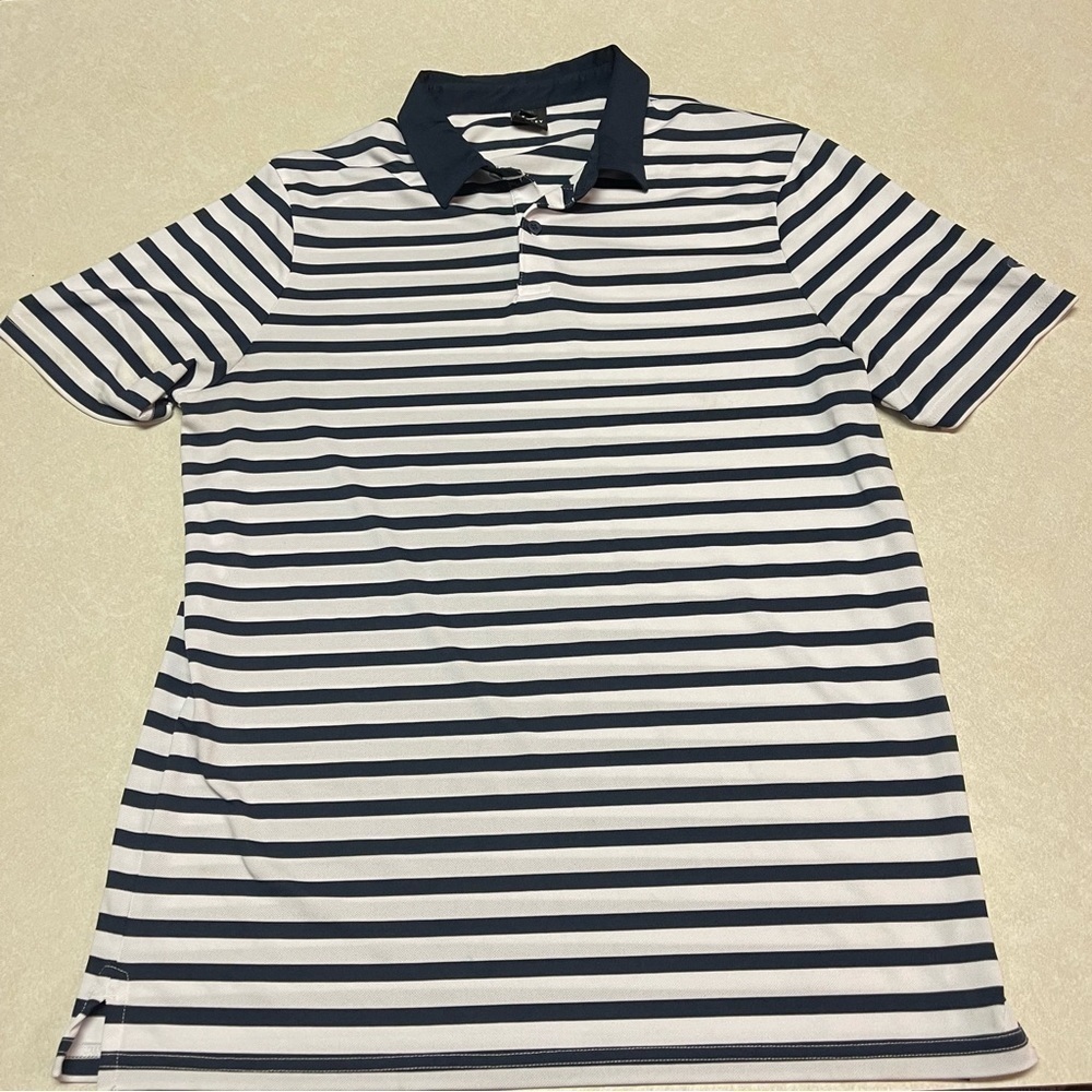 Oakley Bicolor Striped Golf Polo regular fit mens size L - Picture 2 of 6